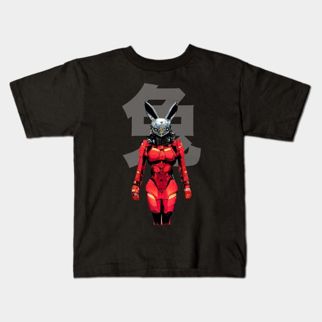 Chinese New Year, Year of the Rabbit 2023, Iron Rabbit No. 1: Gung Hay Fat Choy on Dark Background Kids T-Shirt by Puff Sumo